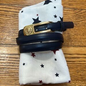 Anne Klein for Colderon navy blue ladies belt with gold buckle. Size Large.